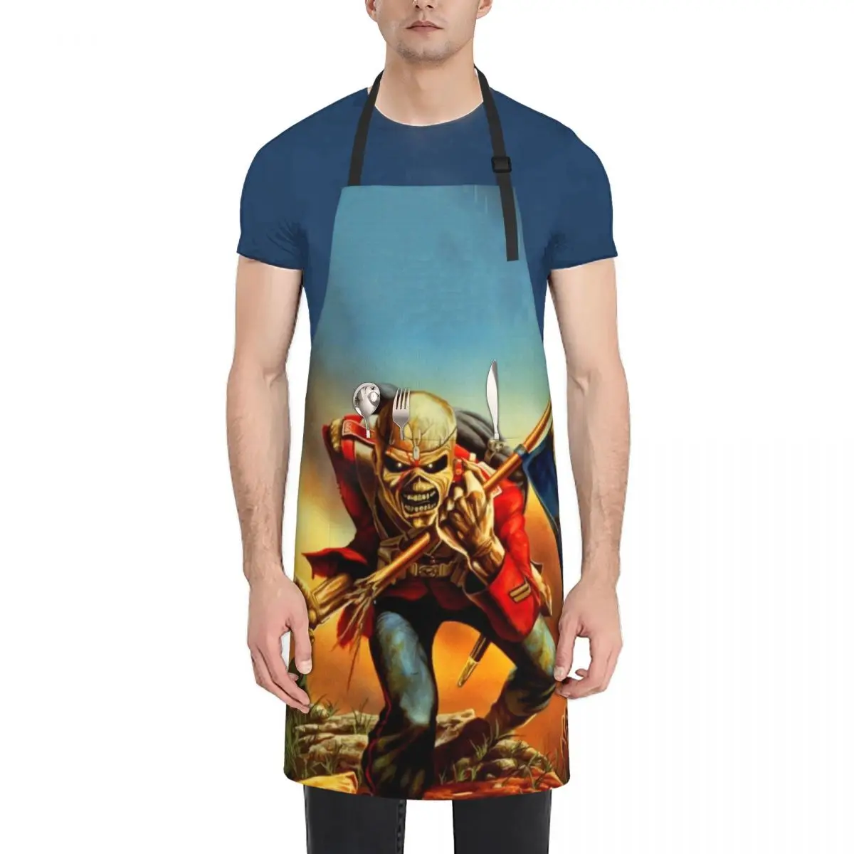 Band Cover Art Eddie Apron man chef uniform kitchen clothes Kitchen Kawaii Accessories Things For The Home Apron