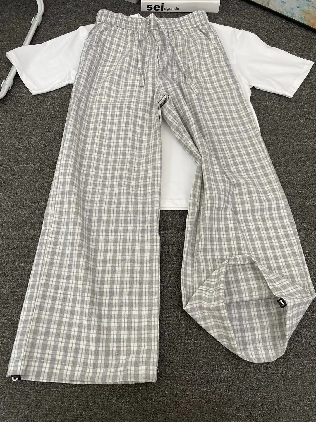 

Light ey Ice Silk Plaid Men's Summer American Retro Lazy Thin Blade Straight Leg Pants Cleanfit Casual Trousers