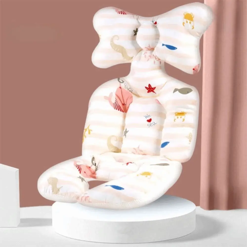 Soft Baby Stroller Cushion Comfortable Cartoon Printed Baby Pram Seat Mat Car Seat Breathable Dining Chair Cotton Pad