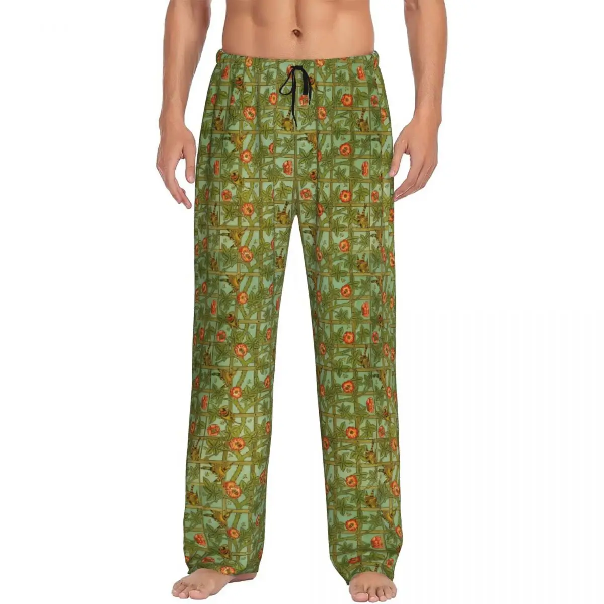

Custom Print Men's William Morris Pattern Bird Flowers Pajama Pants Sleepwear Sleep Lounge Bottoms with Pockets