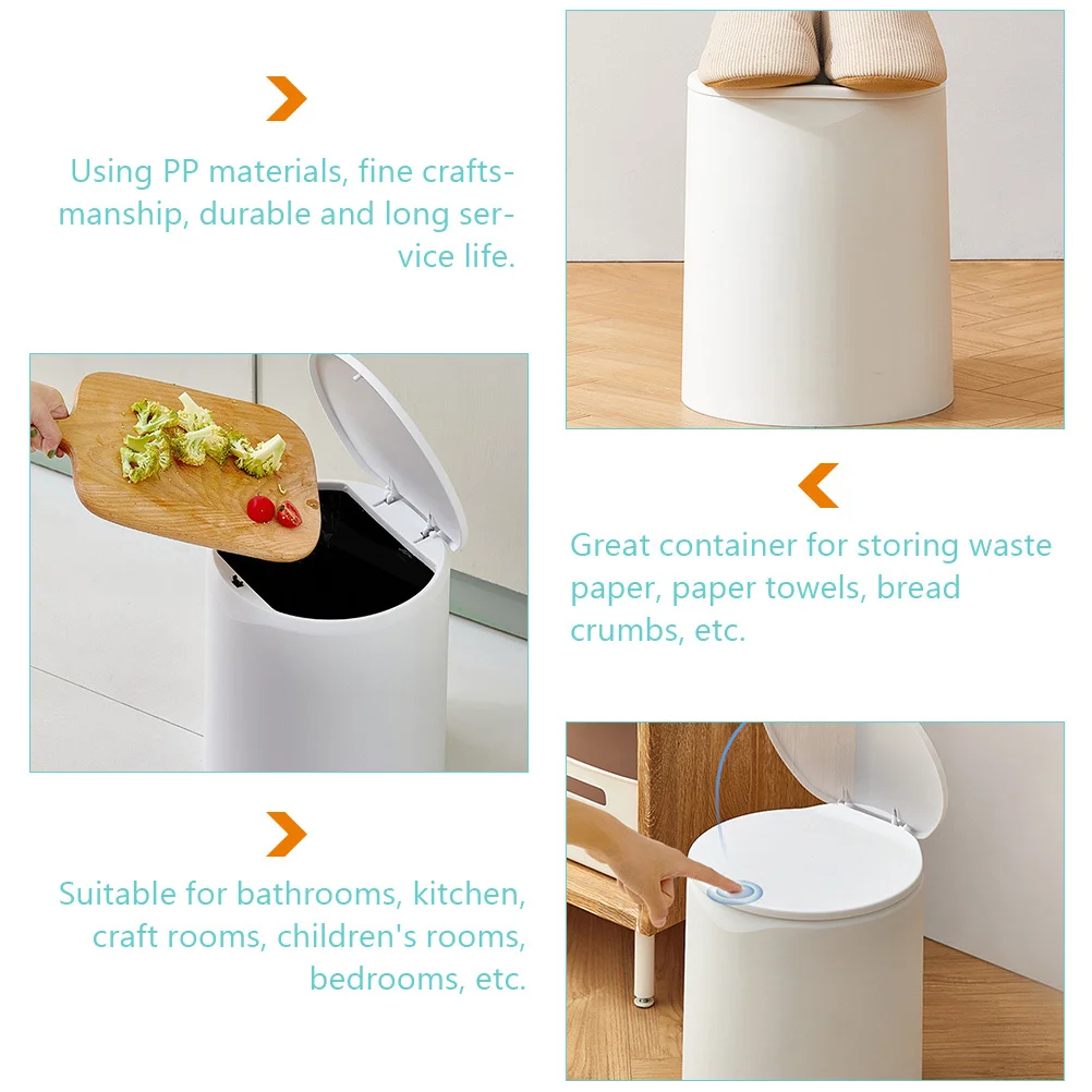 

Press Trash Can Plastic Waste Container For Kitchen Bathroom Bedroom Home Use Rubbish Bin Household Garbage Can Dust Box