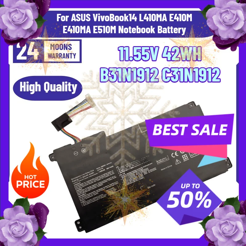 SWZY 11.55V 42WH B31N1912 C31N1912 Laptop Battery for ASUS VivoBook14 L410MA E410M E410MA E510M Notebook Battery