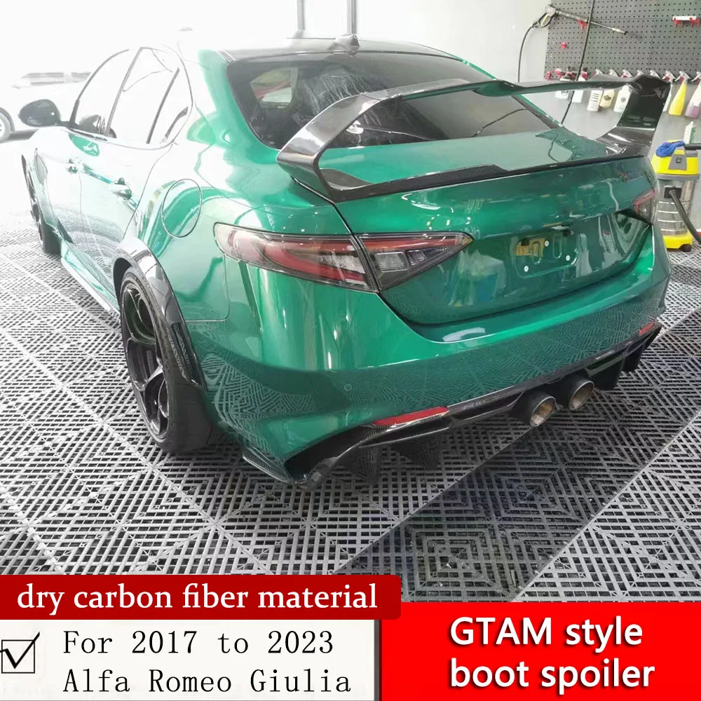 For 2017 to 2023 Alfa Romeo Giulia dry carbon boot spoiler 1:1 development GTAM style big tail wing dry carbon fiber material