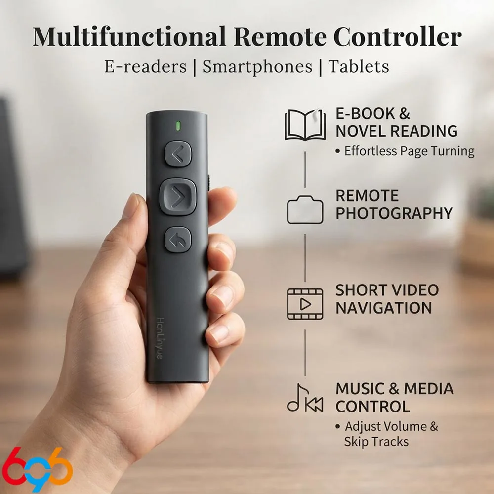 New Blue Tooth Multi-functional Remote Page Turner E-book Page Flipper For Selfie Taking, Music Switch Wireless Controller