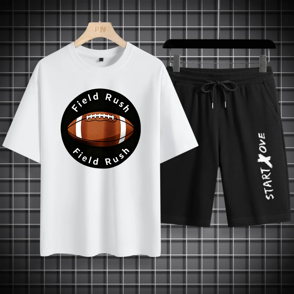 

Мужские футболки, новые мужские комплекты, дышащая одежда из полиэстера, модные футбольные летние шорты с короткими рукавами