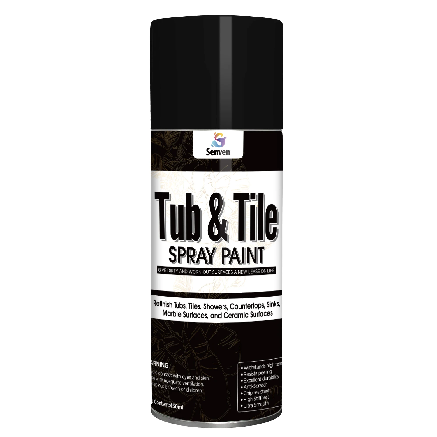 Tub and Tile Spray Paint Black Gloss Aerosol Spray Tile Paint Bathtub Refinishing Kit for Tiles Ceramic Porcelain