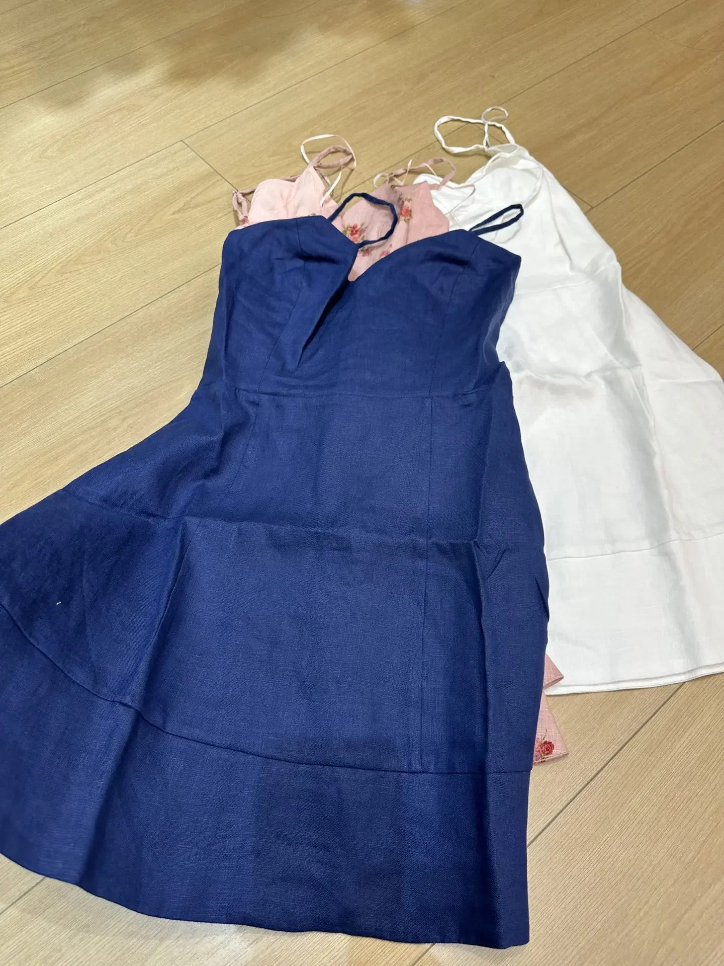 Mini robe en lin à col carré pour femmes, coupe couvertes, écharpe douce, printemps, été, nouveau, 2024, 100%