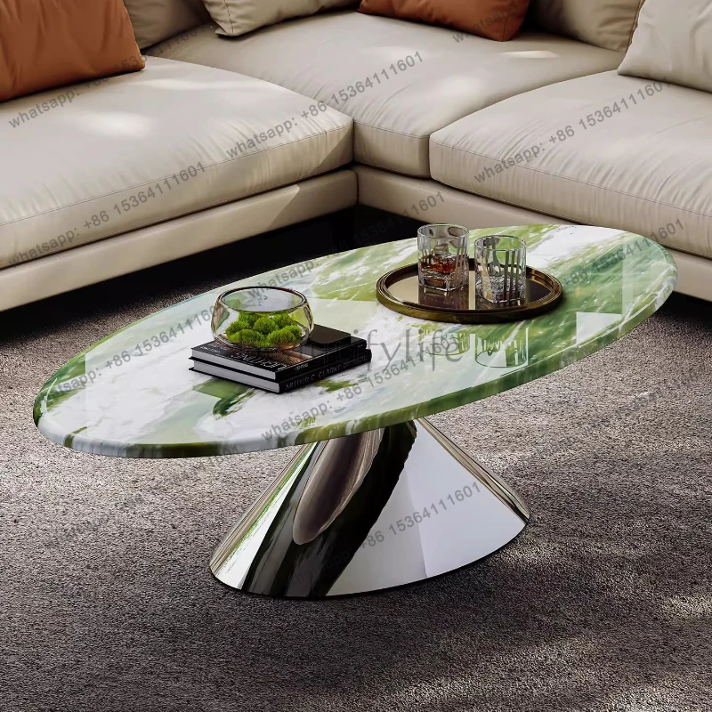 

Natural Irish Green Coffee Table Beautiful Light Luxury Stone Tea Table Designer Marble Iving Room Furniture Theetafel XY40CJ