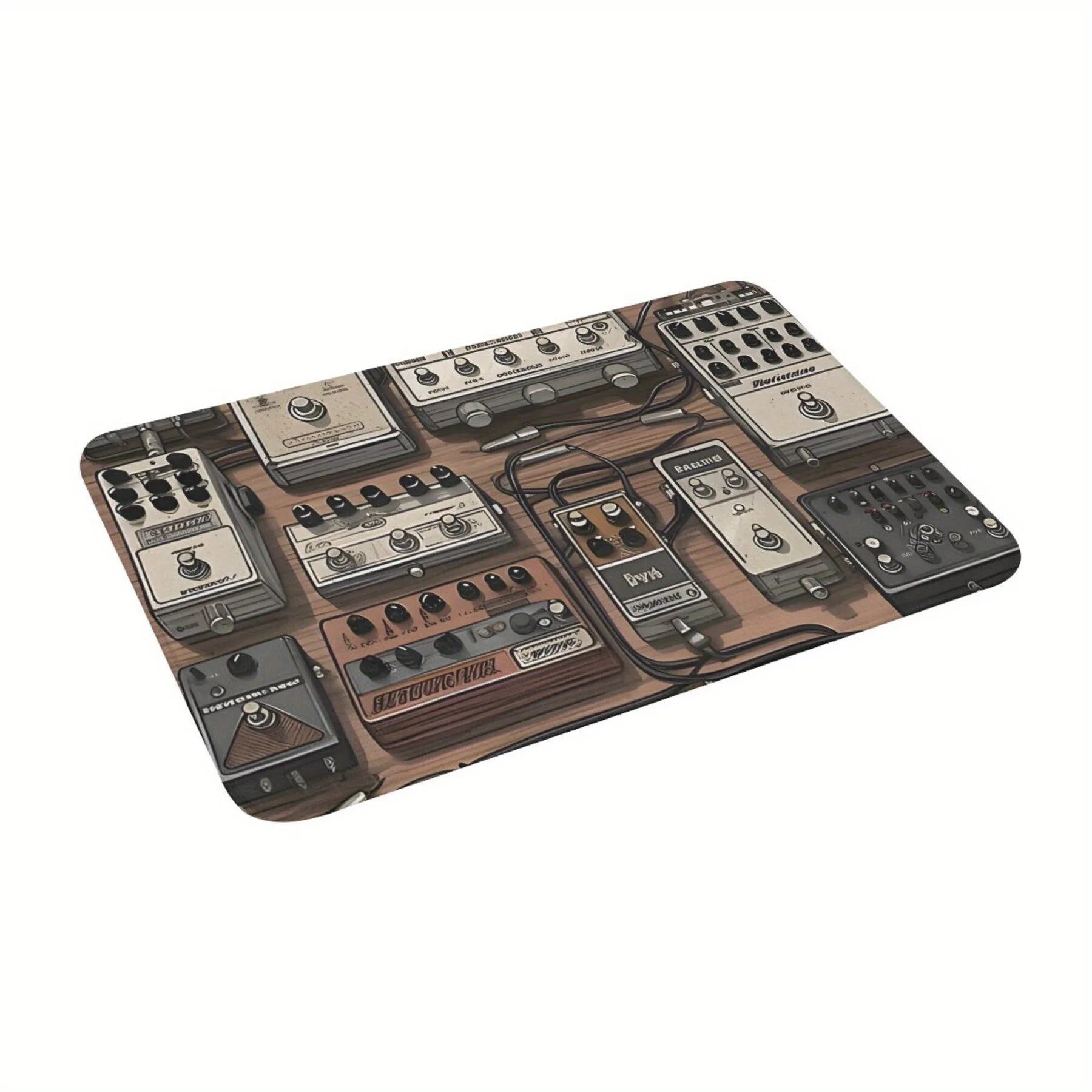 Vintage Guitar Effect Pedal Print Doormat Entryway Porch Living Room Bedroom Kitchen Balcony Indoor Outdoor Floor Rug