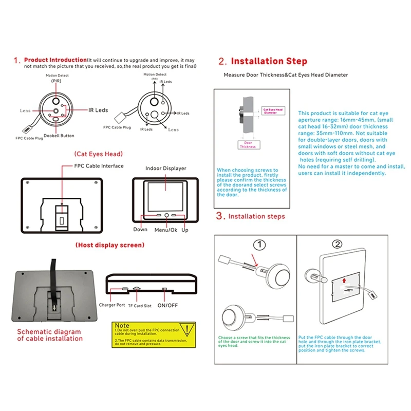 Doorbell Peephole 2.8In Lcdscreen Automatic Capture Recording PIR Motion Eye Electronic Night Version Camera Viewer Bell