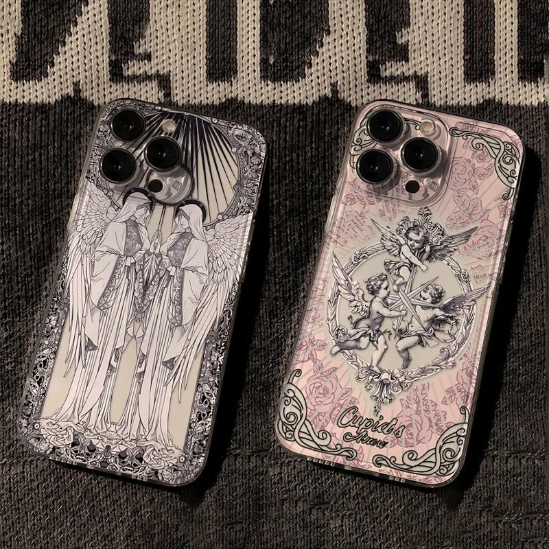 العصور الوسطى ريترو كيوبيد الملاك قضية الهاتف آيفون 16 15 14 13 12 11 Mini Pro Max X XR XSMax 7 8 Plus SE2020 حافظة لهاتف Funda #1