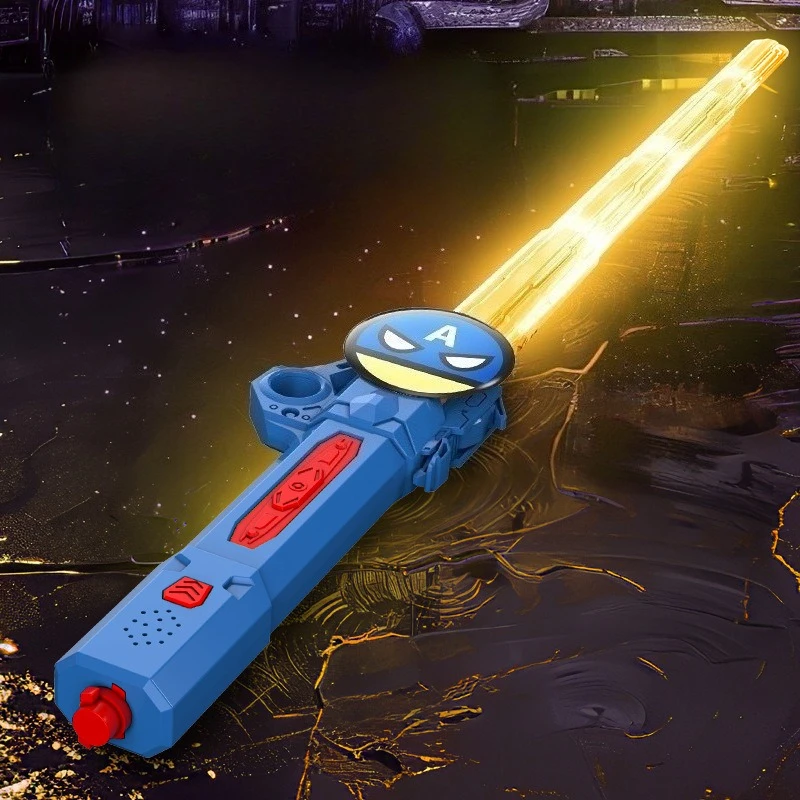 أنيمي بطل الرجل العنكبوت كابتن أمريكا هالك 2 في 1 LED السيف الضوئي، الدعائم الديكور لعب الأدوار، هدية العيد قطعة واحدة