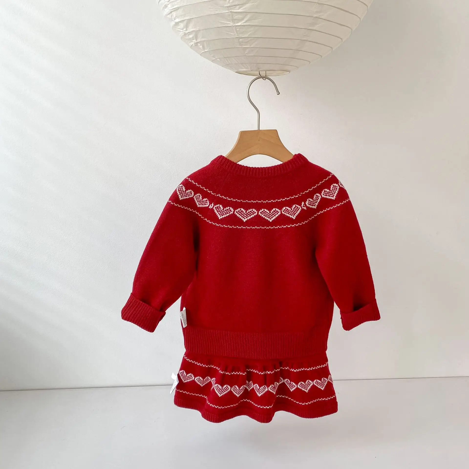 Spring and Autumn Children's Western Style Sweet Beauty Baby Knitted Fashionable Two piece Coat+Skirt
