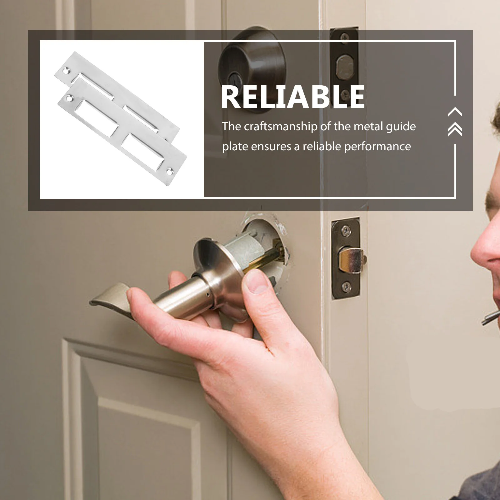 

2Sets Door Lock Strike Plate Iron Durable Finish for Wooden Doors Security Reinforcement Deadbolt Latch Metal Strike