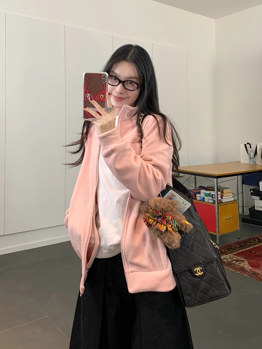 Sweat-shirt polaire sans chapeau pour femme, léger, amincissant, style Boho, vacances, voyage, confort, Mode Sudadera, abricot, fille, été