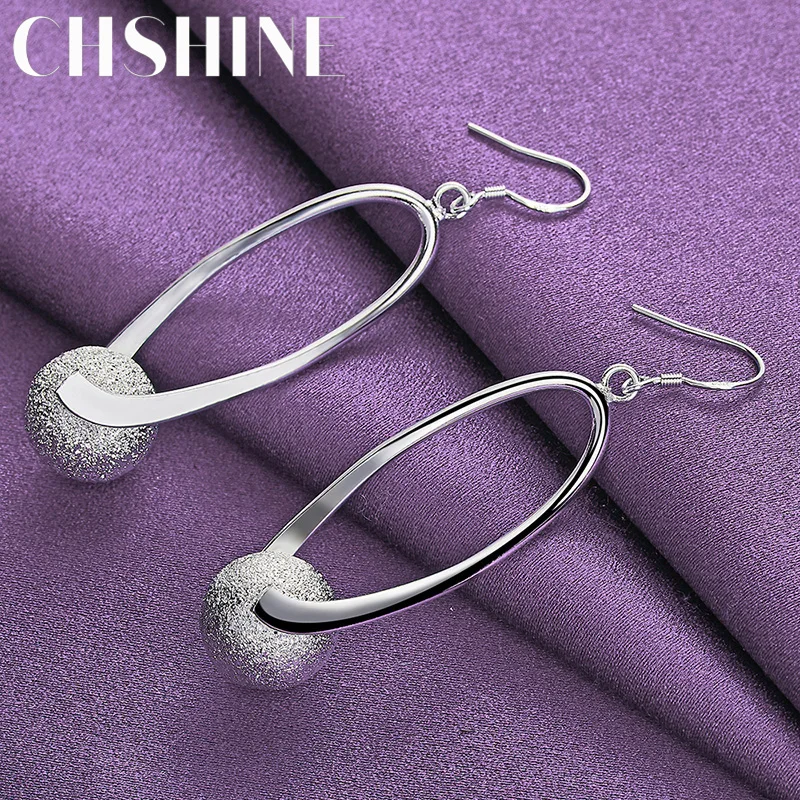 

CHSHINE 925 Sterling Silver Matte Ball Drop Earrings For Women Wedding Party Fashion Charm Jewelry