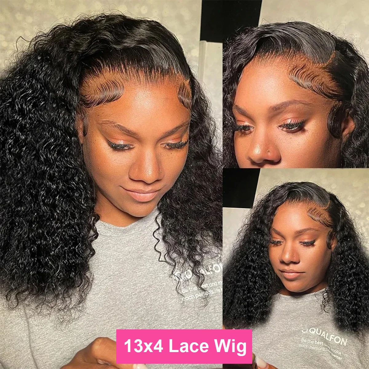 Vietnamese 13x4 Curly Lace Front Wig Short Bob Frontal Wig Deep Water Wave 2x6 4x4 5x5 HD Lace Closure Wig For Women PrePlcuked view 2