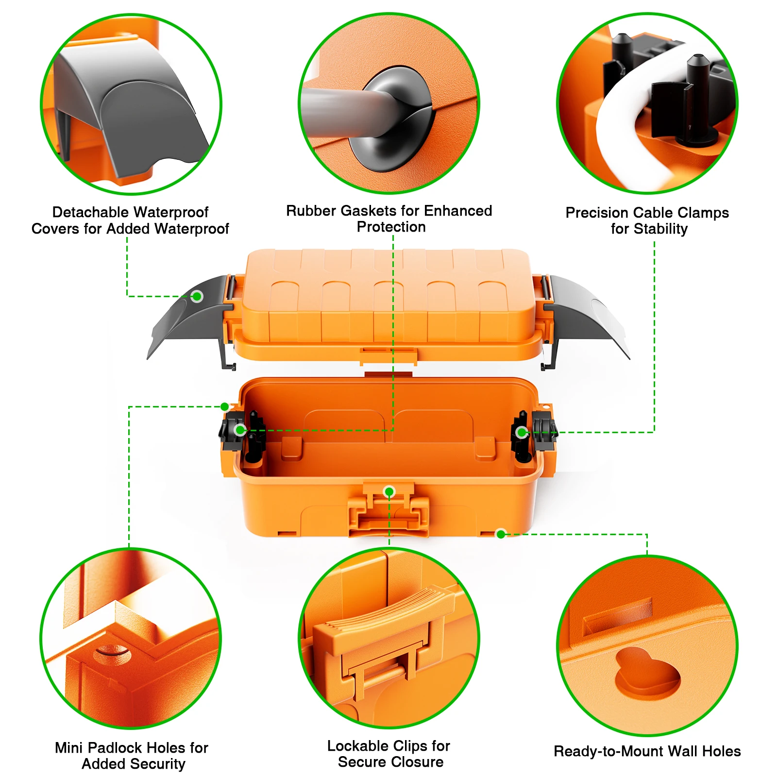 صندوق كهربائي خارجي كومبو 32x21.6x12.7 سنتيمتر و15x8.1x4.5 سنتيمتر متوافق مع الموقتات محولات المقابس لأدوات الحدائق عطلة الإضاءة