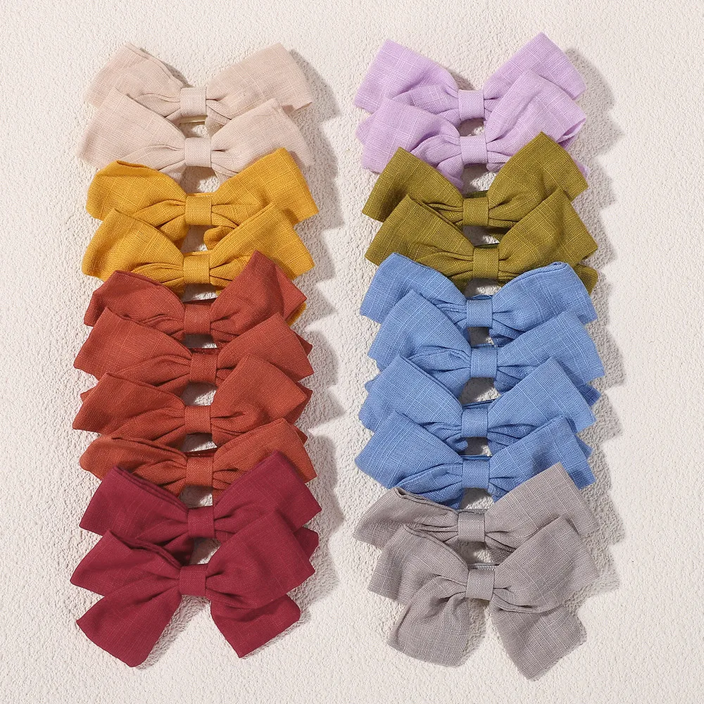 Zufällige Farbe zum Senden von 20 Teilen/Lot Knoten-Haarspangen für Mädchen, solide Haarschleifen, Kleinkind-Baumwoll-Haarnadeln, Band-Krokodilklemmen, Kopfbedeckung