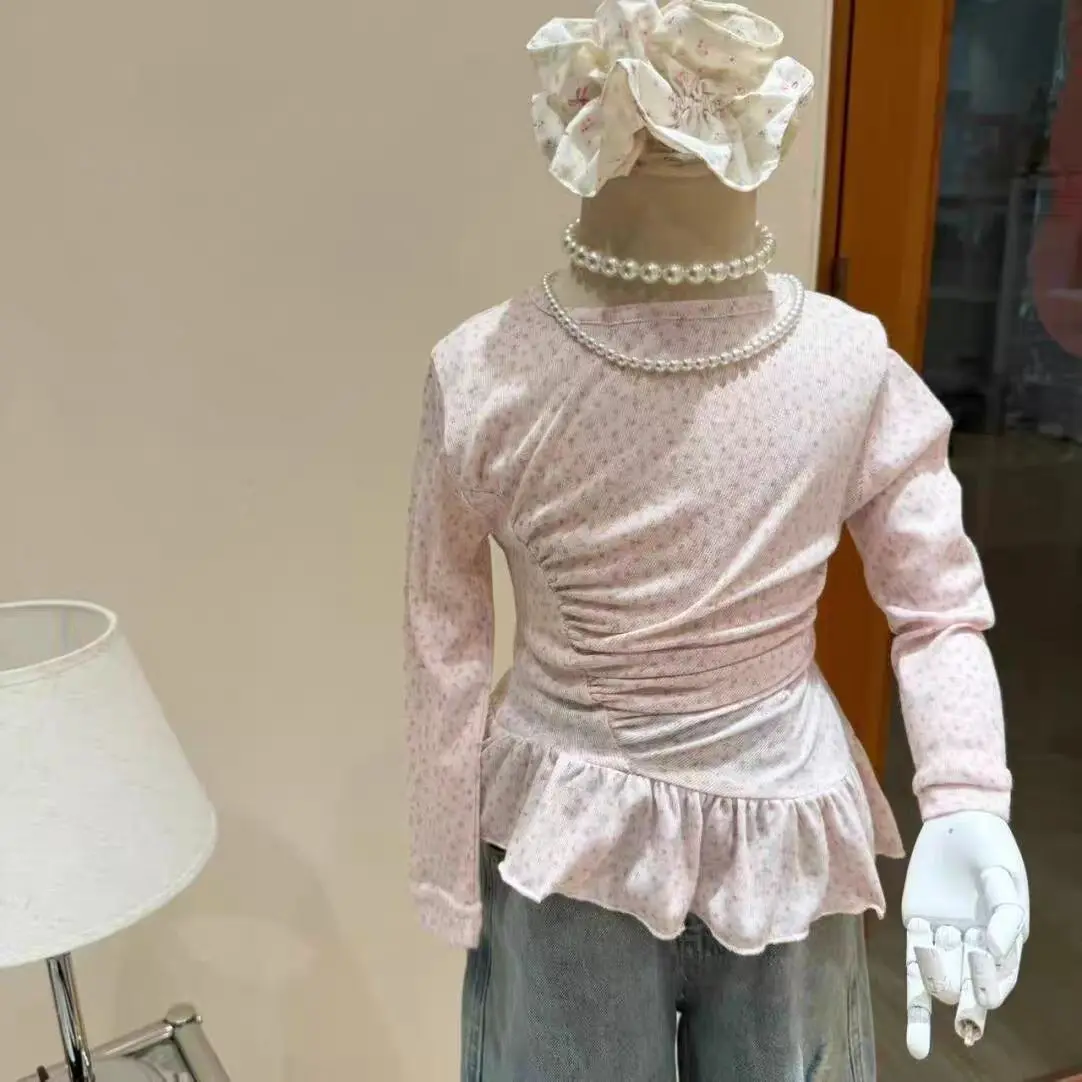 Kids Set Spring 2026 New Little Girl Korean Lace Thin Long Sleeve Unique Beautiful Baby Pants