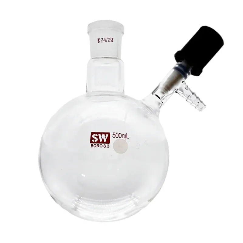 50-500mL Schlenk Flask with High Vacuum Stopcock for Oxygen-Free Anhydrous Synthesis