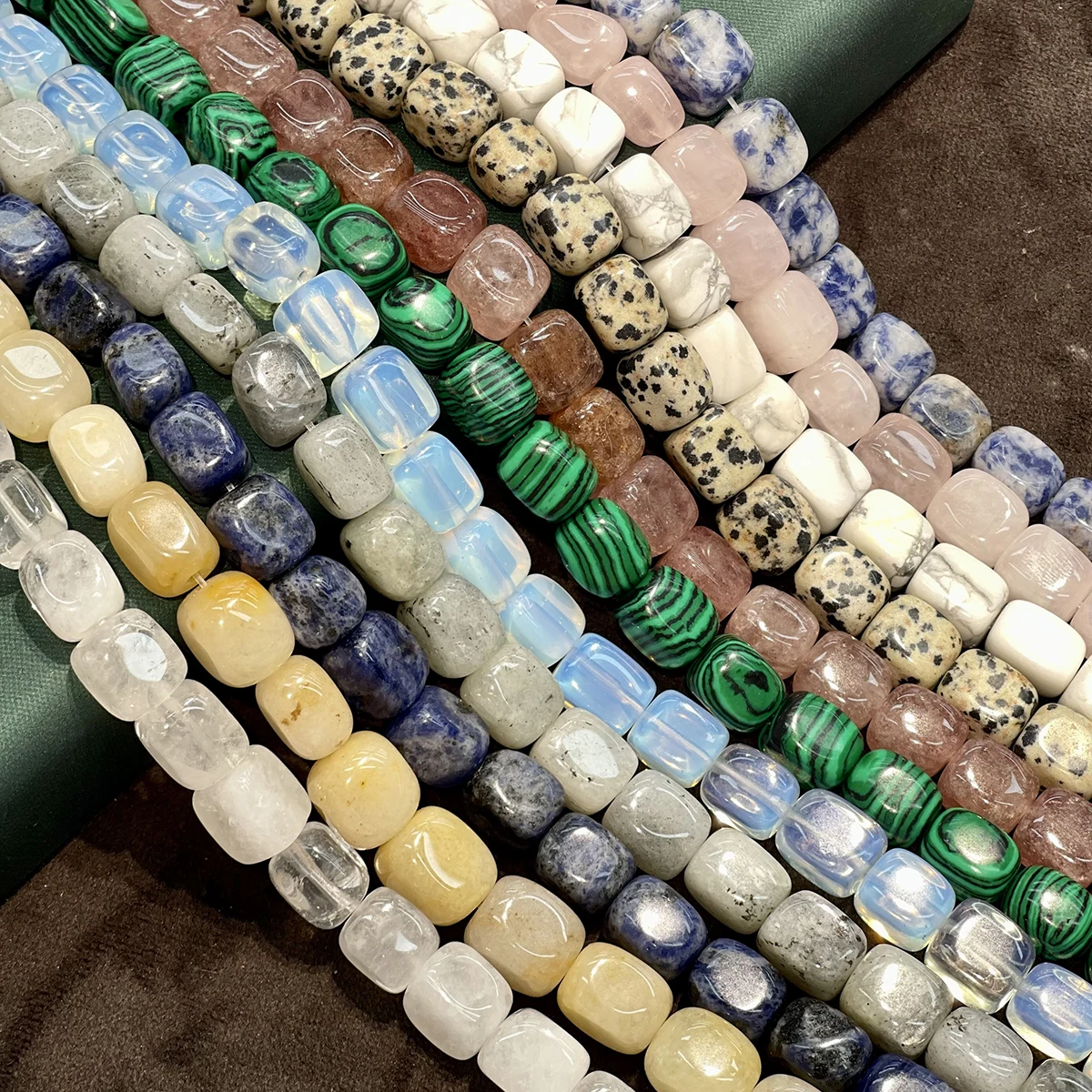 8x10mm Rectangular Through-Hole Beads Natural Crystal Semi-finished Beads for Jewelry Making DIY Necklaces Bracelets Accessories