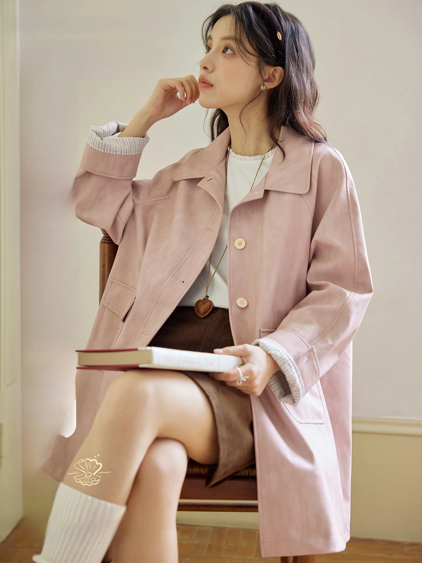 

Новая розовая кожаная куртка-пальто с вставками на плечах и рукавах, с большими карманами, средней длины, модная женская одежда из искусственной кожи