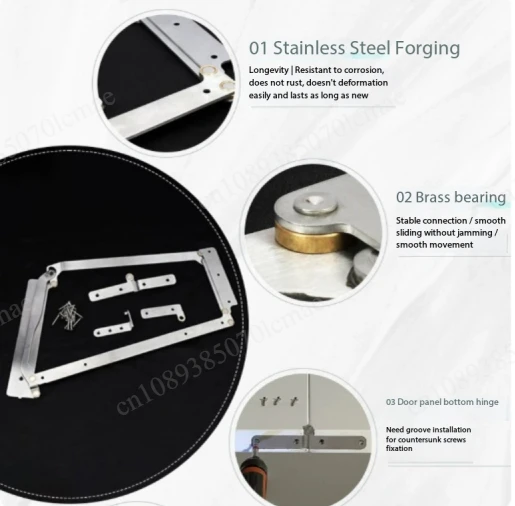 90-Degree Folding Door Hardware Set Stainless Steel Hinges Trackless Sliding System for Bedroom Wooden Doors