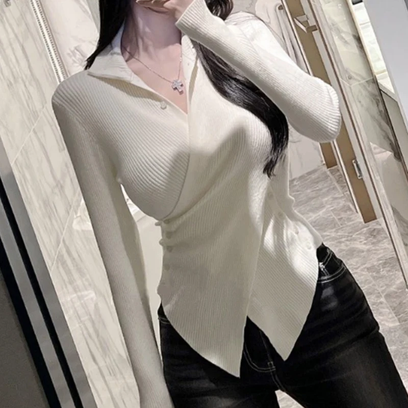 Cardigan lavorato a maglia lungo Sve sexy a collo alto da donna Slim Fit Faionable Bottone incrociato Anime coreano Body ape Evidenziazione...