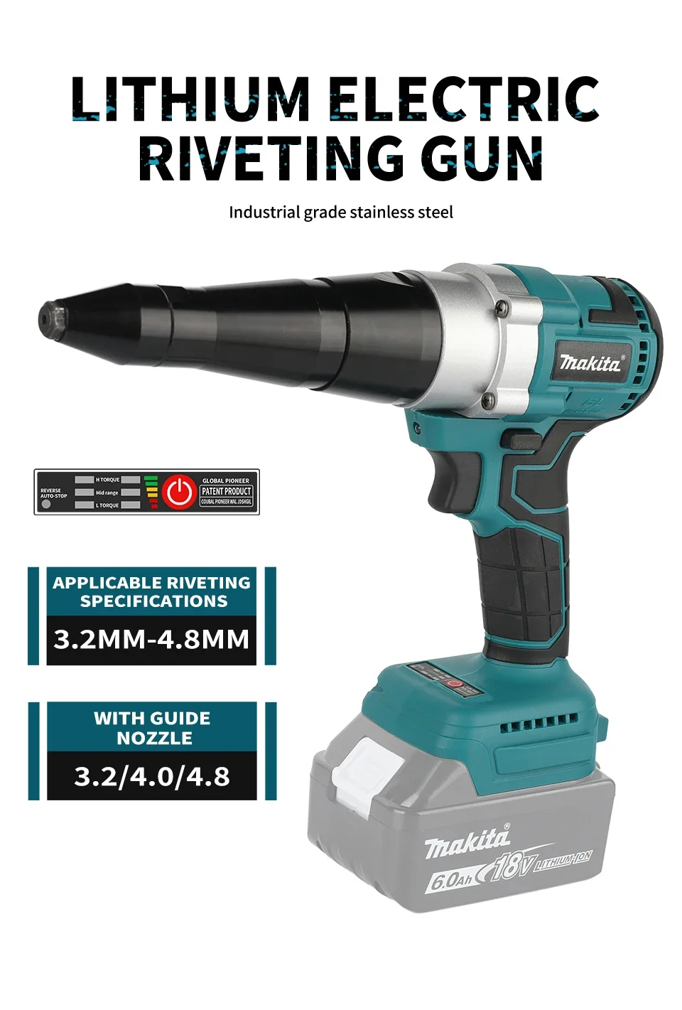 cordless rivet gun front view