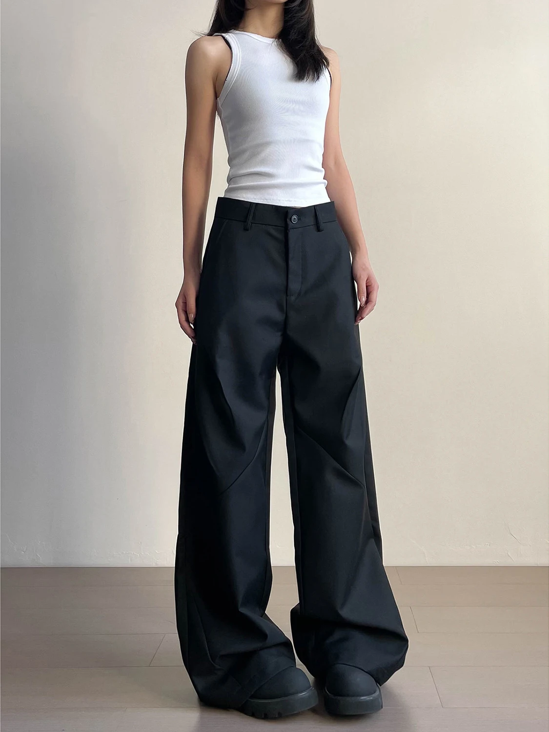 

American High-End Bla Wide-Leg Suit Pants Women's Commute Drapey High Waist Long Pants mat Sle Spring 2026