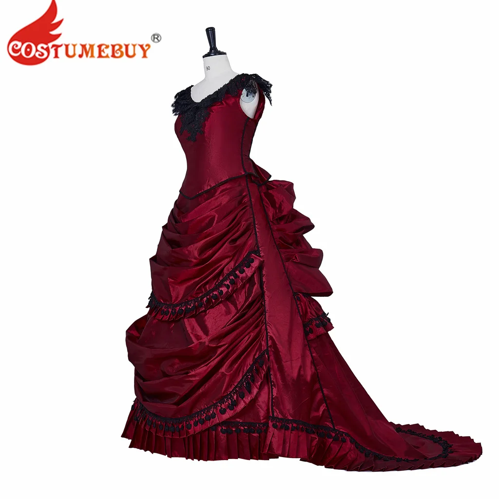 Women's Victorian Bustle Dress Steampunk Vampire Gothic Dress 18th Century Georgian Era Ball Gown Red Dress