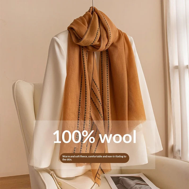 100% Wool Scarf Ultra Soft Large Bandana Winter Accessory Warm Shoulder Cover Woolen Neckwear Wrap Pashmina Shawls Cold Weather