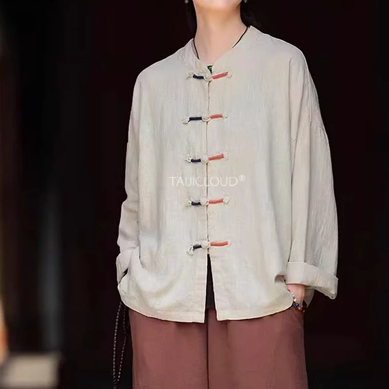 

Буддийский халат в стиле дзен — традиционный костюм Тан, кардиган с пуговицами в виде лягушки, верхняя одежда из хлопка и льна в китайском стиле для Тай