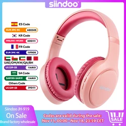 Siindoo JH-919 bezprzewodowe słuchawki Bluetooth różowy składany słuchawki Stereo Super bas redukcja szumów mikrofon do laptopa PC TV