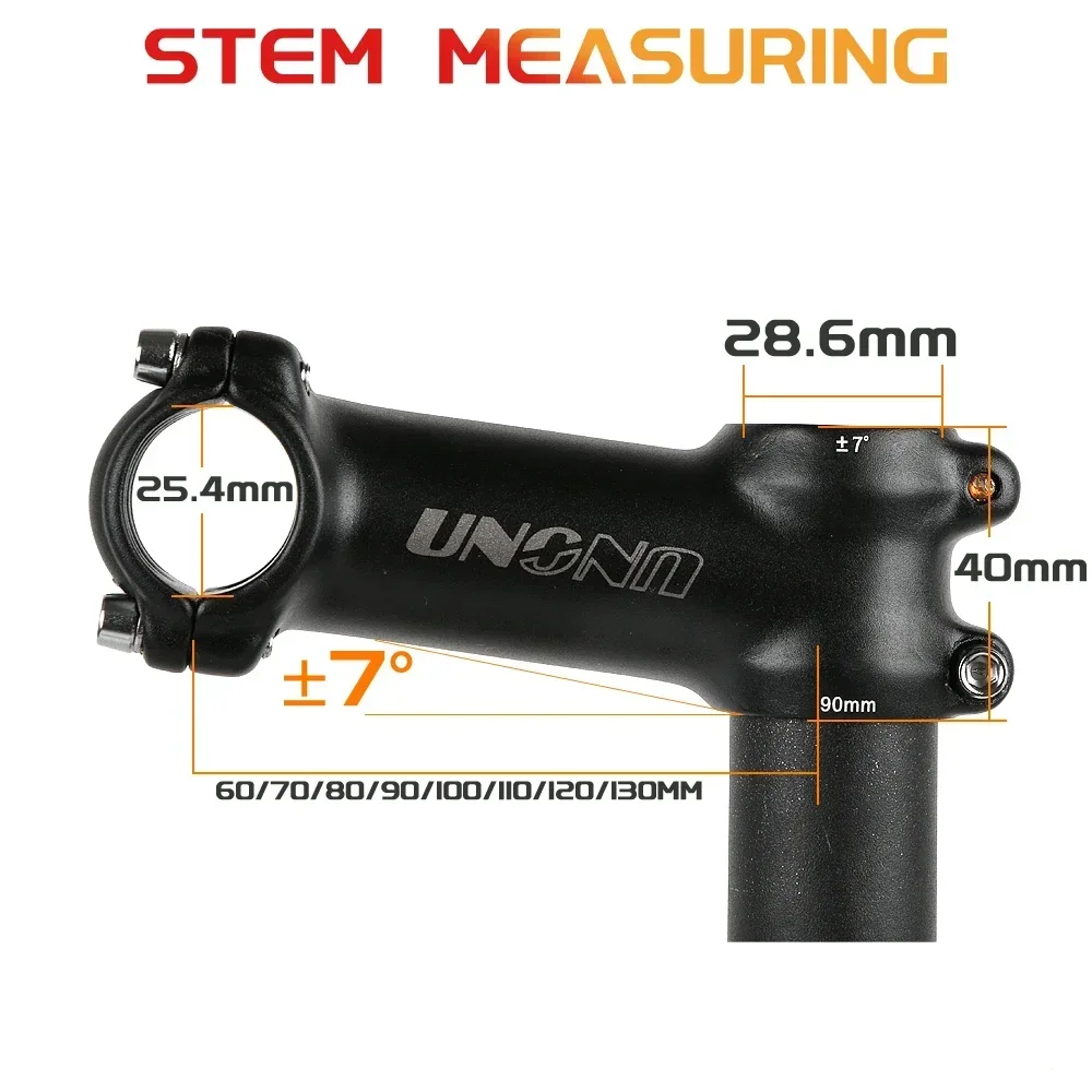 UNO Ultralight  7 Degree Bike Stem 25.4MM 60-130MM MTB Road Stem Bike 28.6 for Fork Mountain MTB Bicycle Kalloy Black Sliver