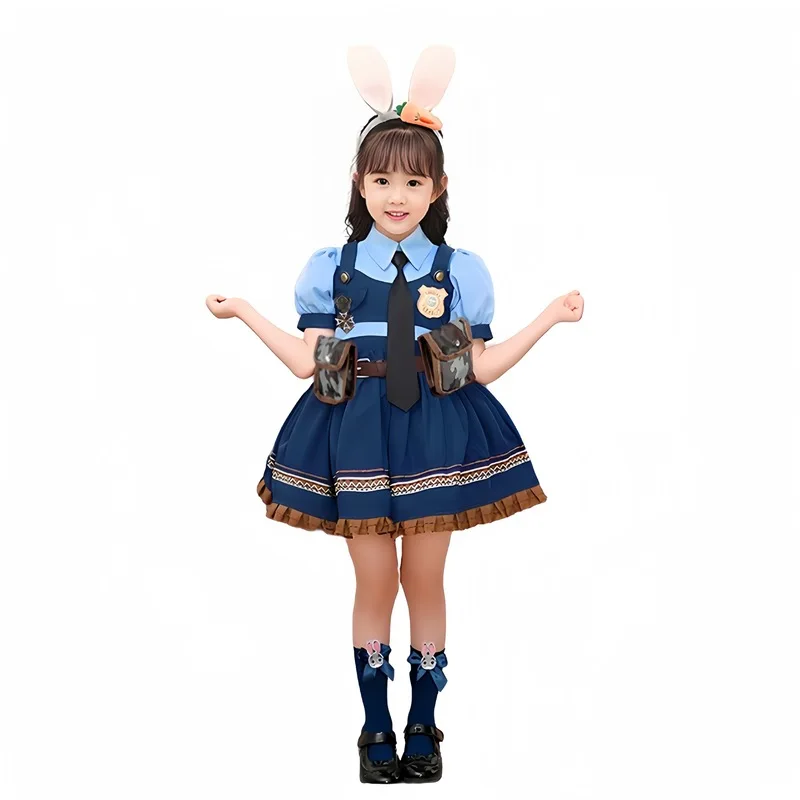 2024 New Children'S Dress Lolita Cosplay Judith Laverne Hopps Apparel Cap Festival Programme Costume Kid Birthday Christmas Gift