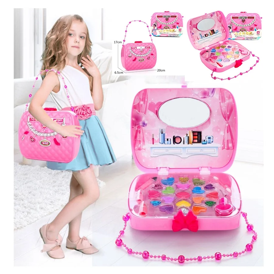 Baby Girls Make Up Set Toys Pretend Play Cosmetic Bag Beauty Hair Salon Toy Eye Shadow Makeup Tools Children Pretend Play Toys