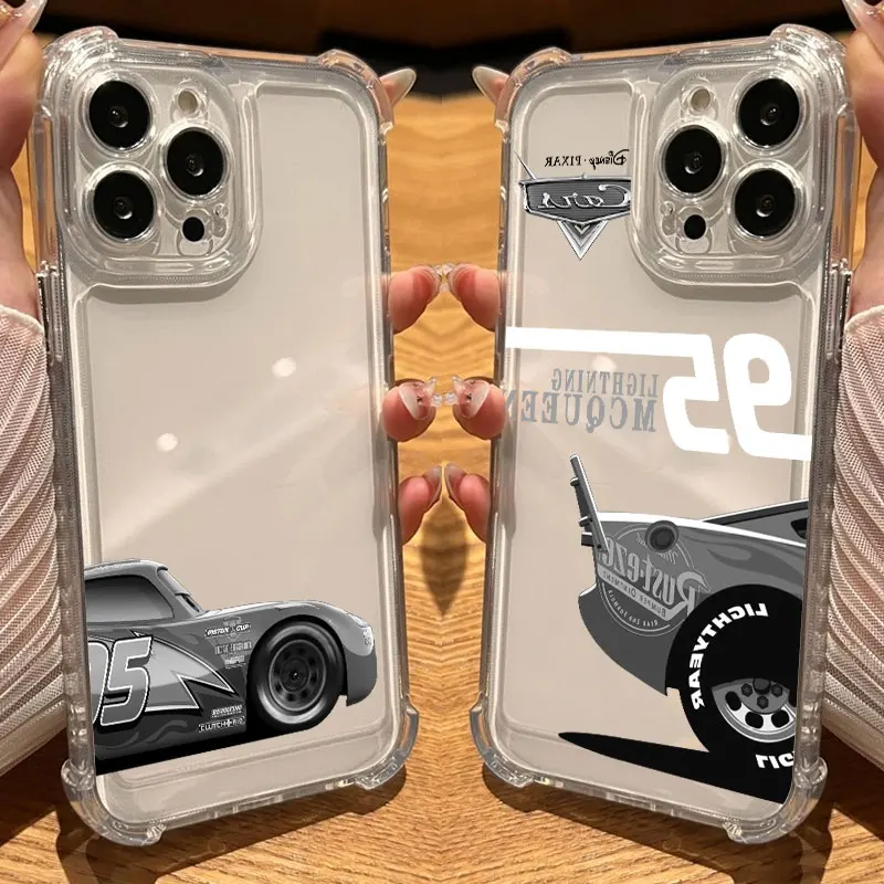 

Disneys Lightning McQueen Cartoon Phone Case Clear For iPhone 17 16 14 15 11 12 13 Pro Max 16E 15 16 Plus 17Air Shockproof Cover
