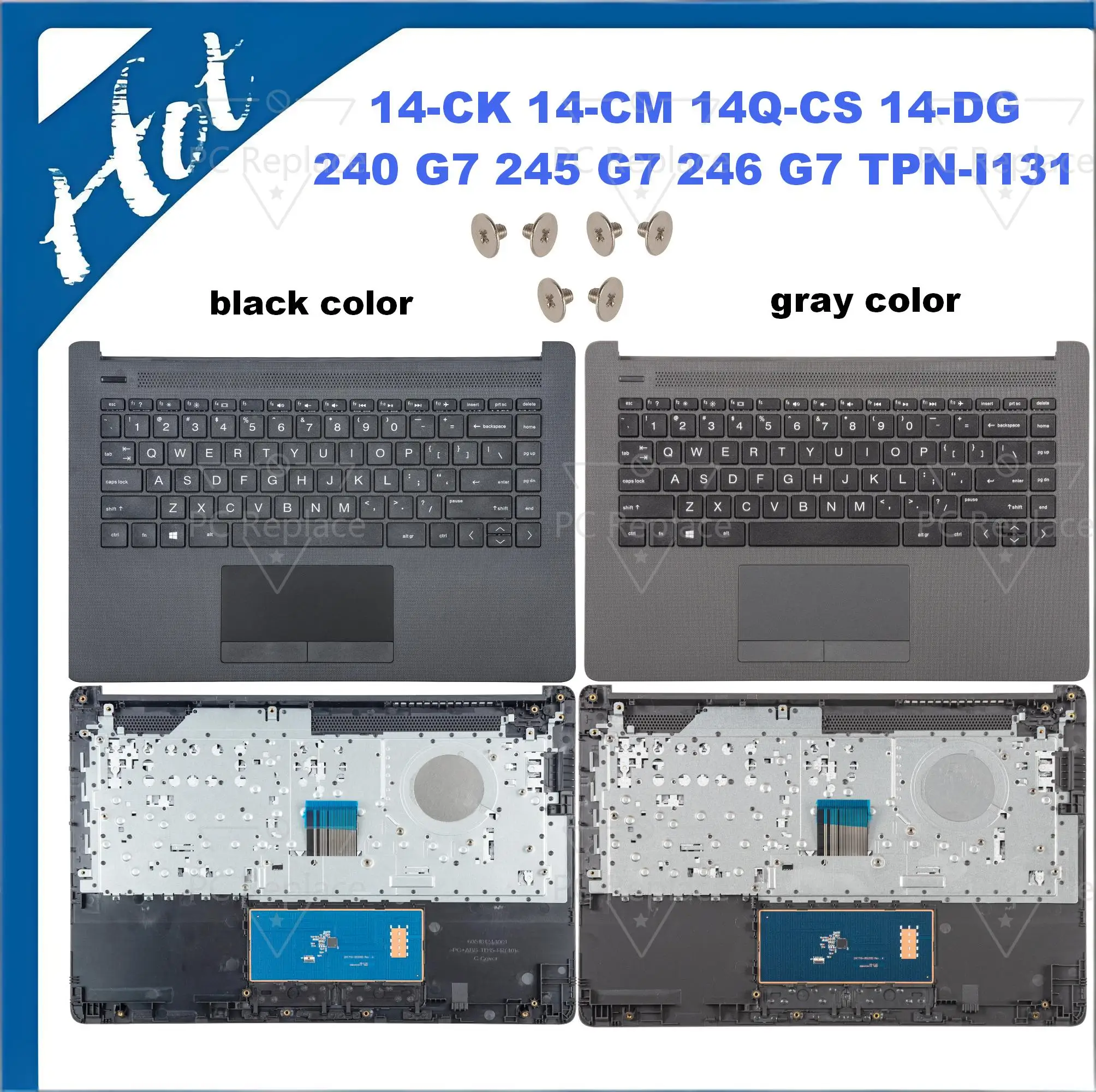 

Keyboard with palmrest with touchpad for 14-CM 14-CK 14Q-CS 14-DG 240 G7 245 G7 246 G7 TPN-I131 Gray/black Plastic Case repair