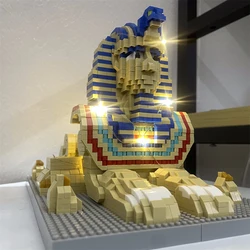 LED Exquisite Sphinx with Micro Mini Building Block Set: Creative Architectural Puzzle -Ideal Gift for Egyptology Enthusiasts