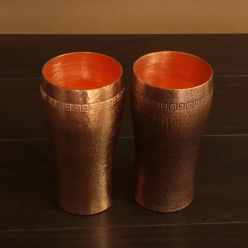 Pure Copper Coffee Mug 500ml Hand Hammered Engraved Tumbler Vintage Moscow Mule Cup for Beer Tea Cold Hot Drinks