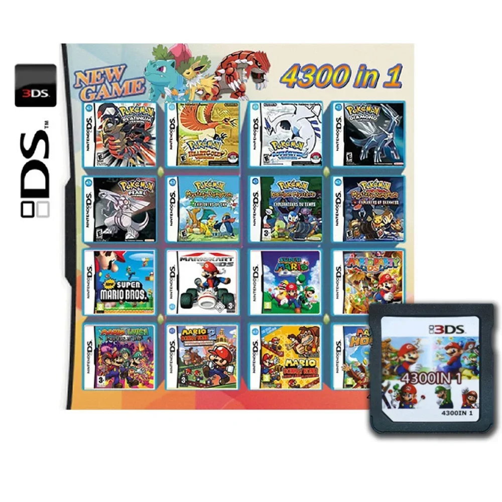 4300 in 1 Compilation DS NDS 3DS 3DS NDSL Game Cartridge Card Video Game Handheld Player (R4 card)