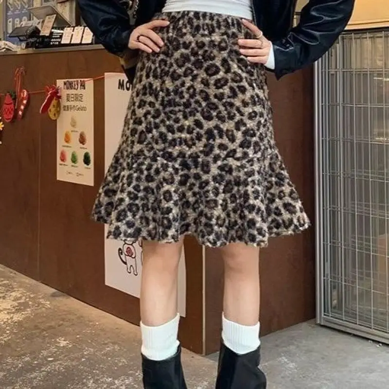 Hot American Style Leopard Print Short Skirt Retro Style Student Girls Campus Commuter Office Worker Outdoor Wearable Skirt New