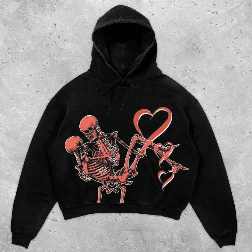 Halloween Skeleton Gothic Cardigan Hoodies Men and Women  Zipper Long Sleeve Hooded Sweatshirt Loose Lazy Style Harajuku Jacket