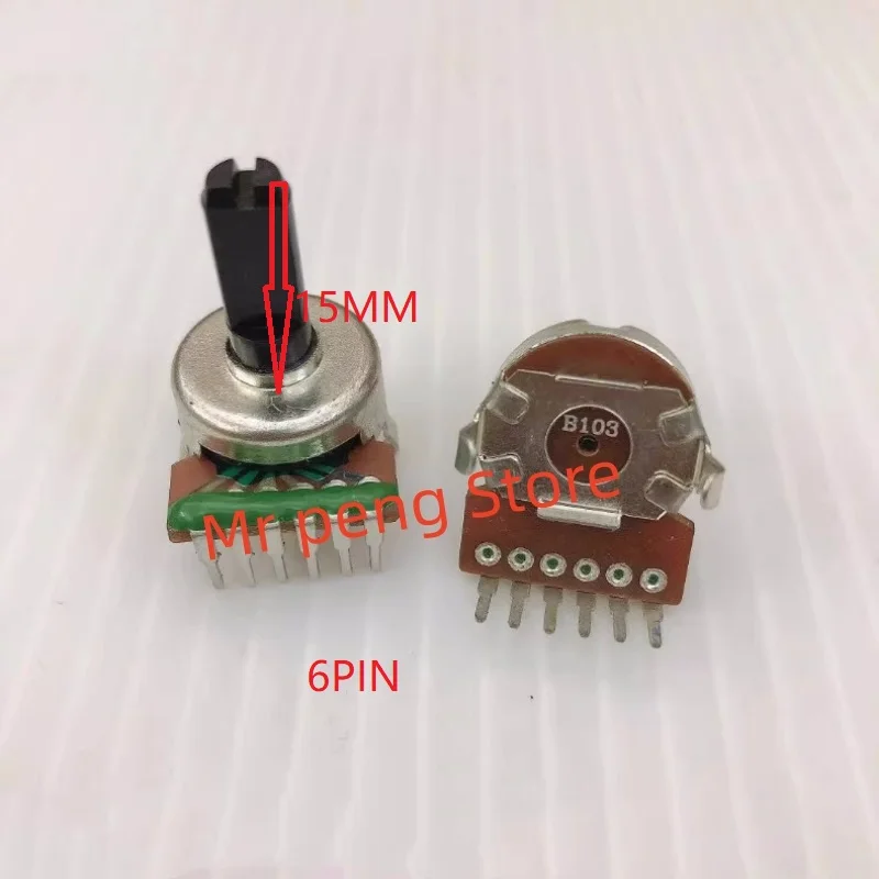 2pcs  Type 161 vertical potentiometer 6-pin 3-pin B10K electronic organ computer speaker volume regulator 15MM D handle