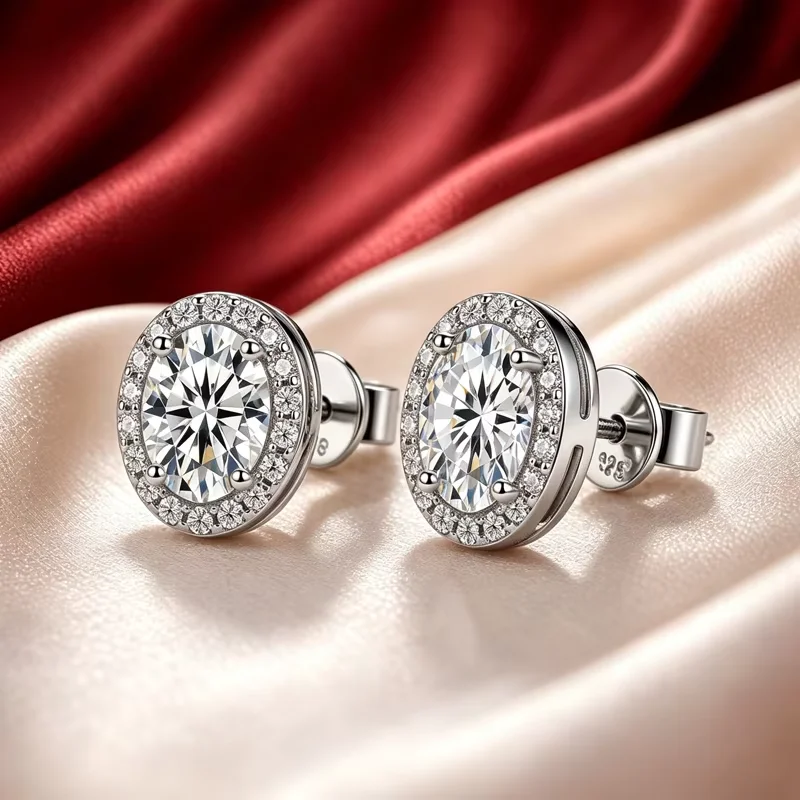 0,5~2,0 Karat ovale Moissanit-Ohrringe aus 925er Silber mit GRA-Zertifikat, modischer Hochzeitsschmuck, Brautschmuck, Jubiläumsgeschenk – Detail 8