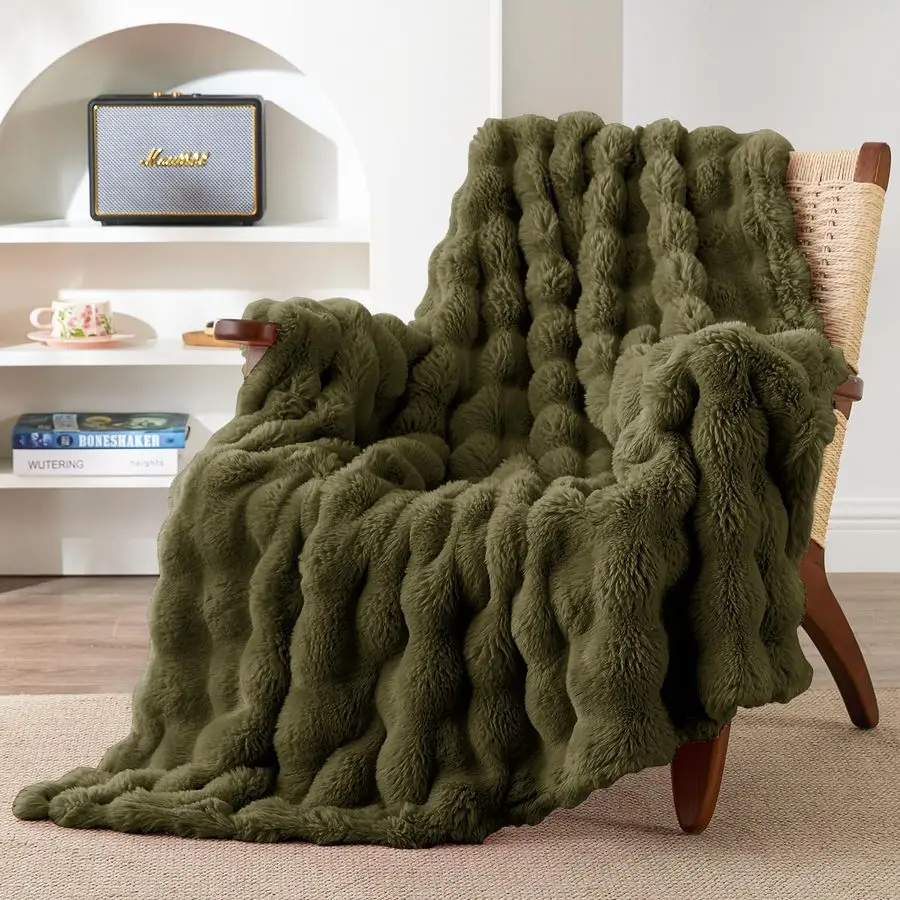 

Плед из искусственного меха кролика для дивана, мягкий пушистый двусторонний плюшевый плед, уютный толстый теплый декоративный плед