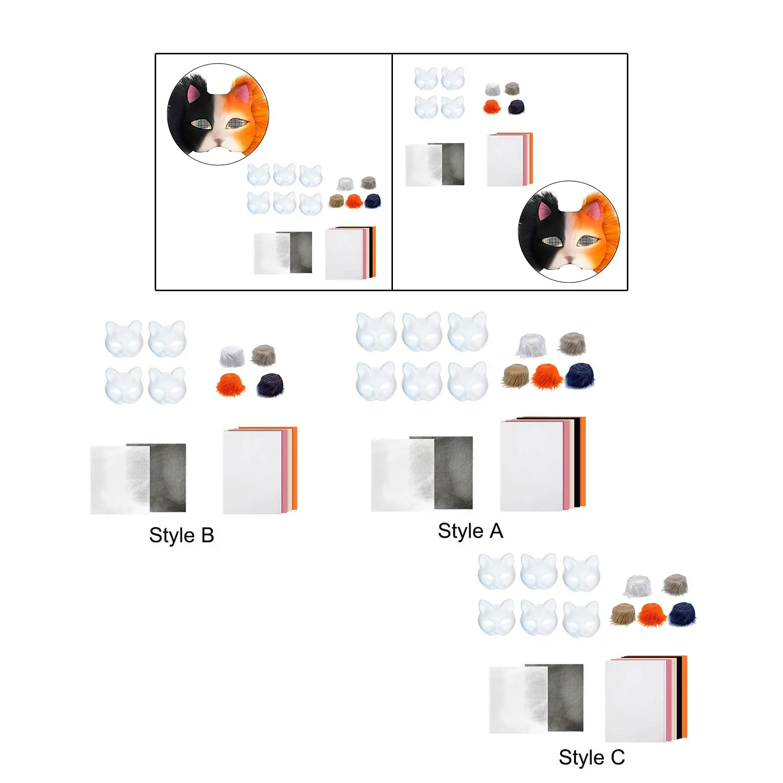 

DIY Cat Mask Kit Costume Party Favors Blank White Cat Mask for Masquerade Proms Holiday Stage Performance Halloween Dressing up