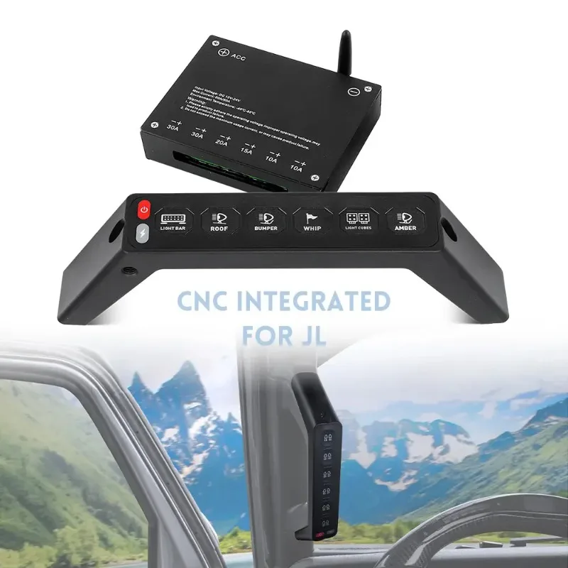 4X4 Offroad 12V Wireless Switch Panel Aux 6 Gang A Pillar Handle Switch Panel Wireless